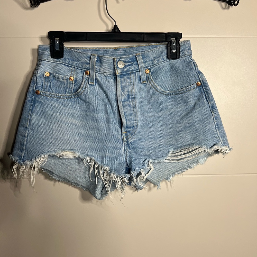 Levi’s 501 Premium Button Fly Cutoff Denim Shorts Light Wash W25